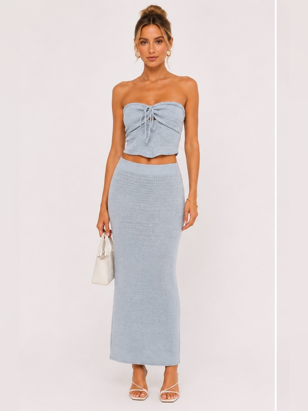 NWT Freshman Light Blue Knit Maxi Skirt Sets
